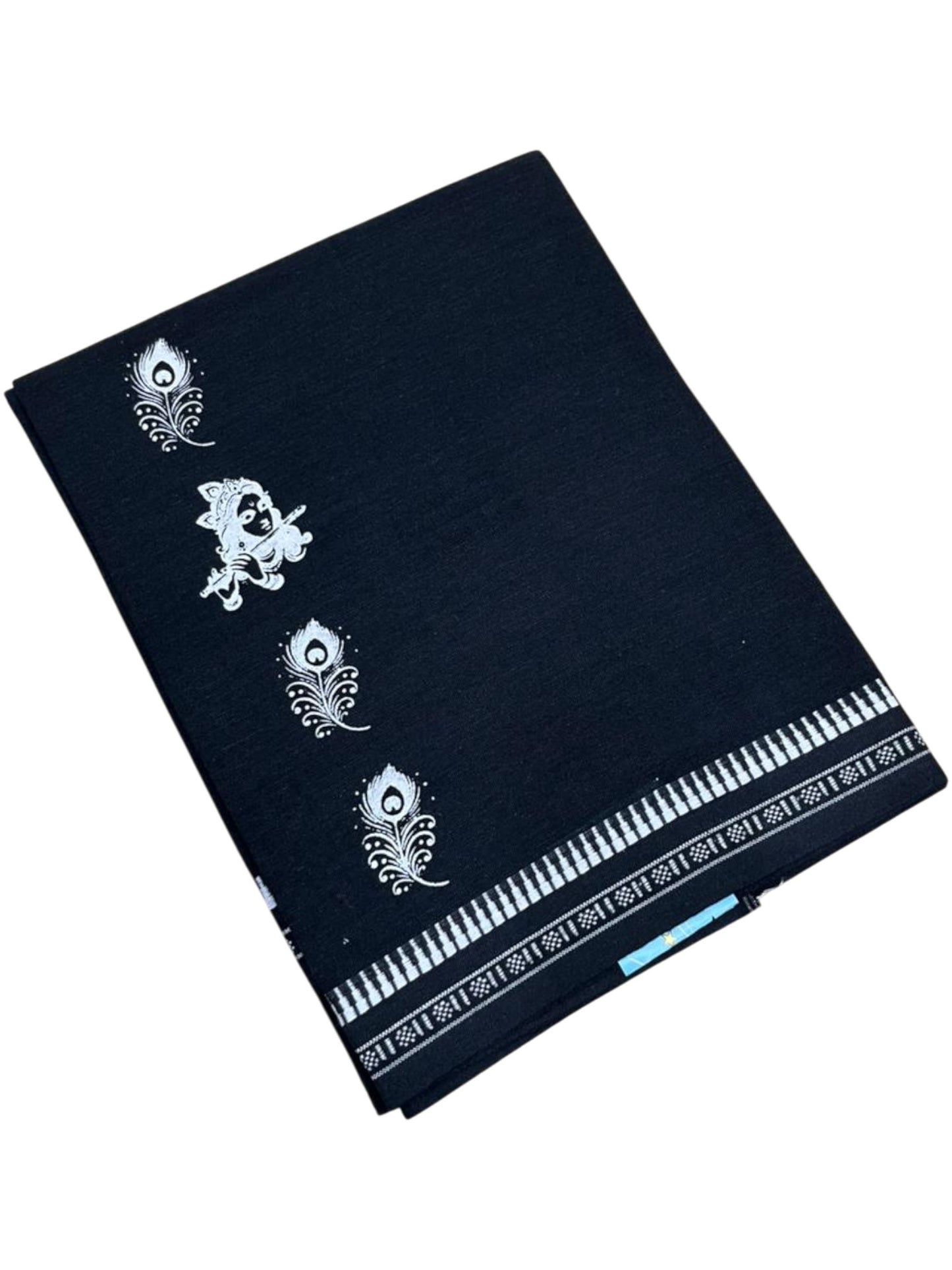 Southloom Black Printed Single Mundu / Otta Mundu / Lungi (South Indian Kerala Dhoti)