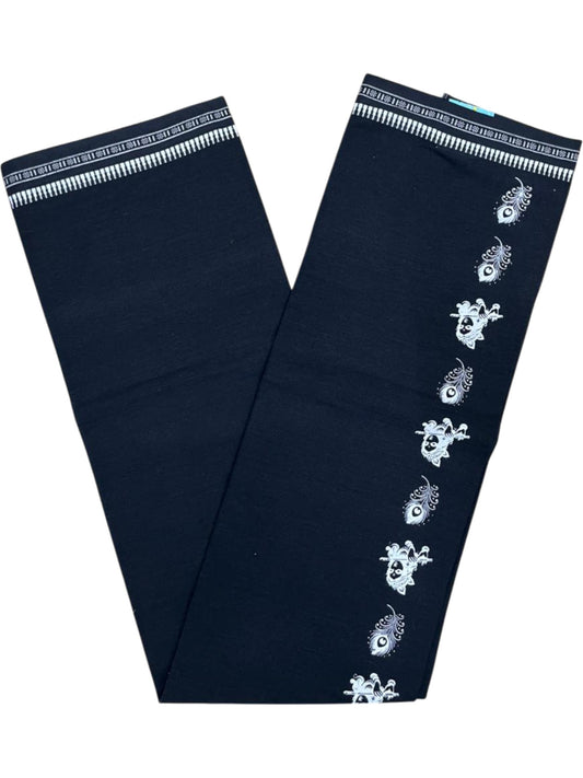 Southloom Black Printed Single Mundu / Otta Mundu / Lungi (South Indian Kerala Dhoti)