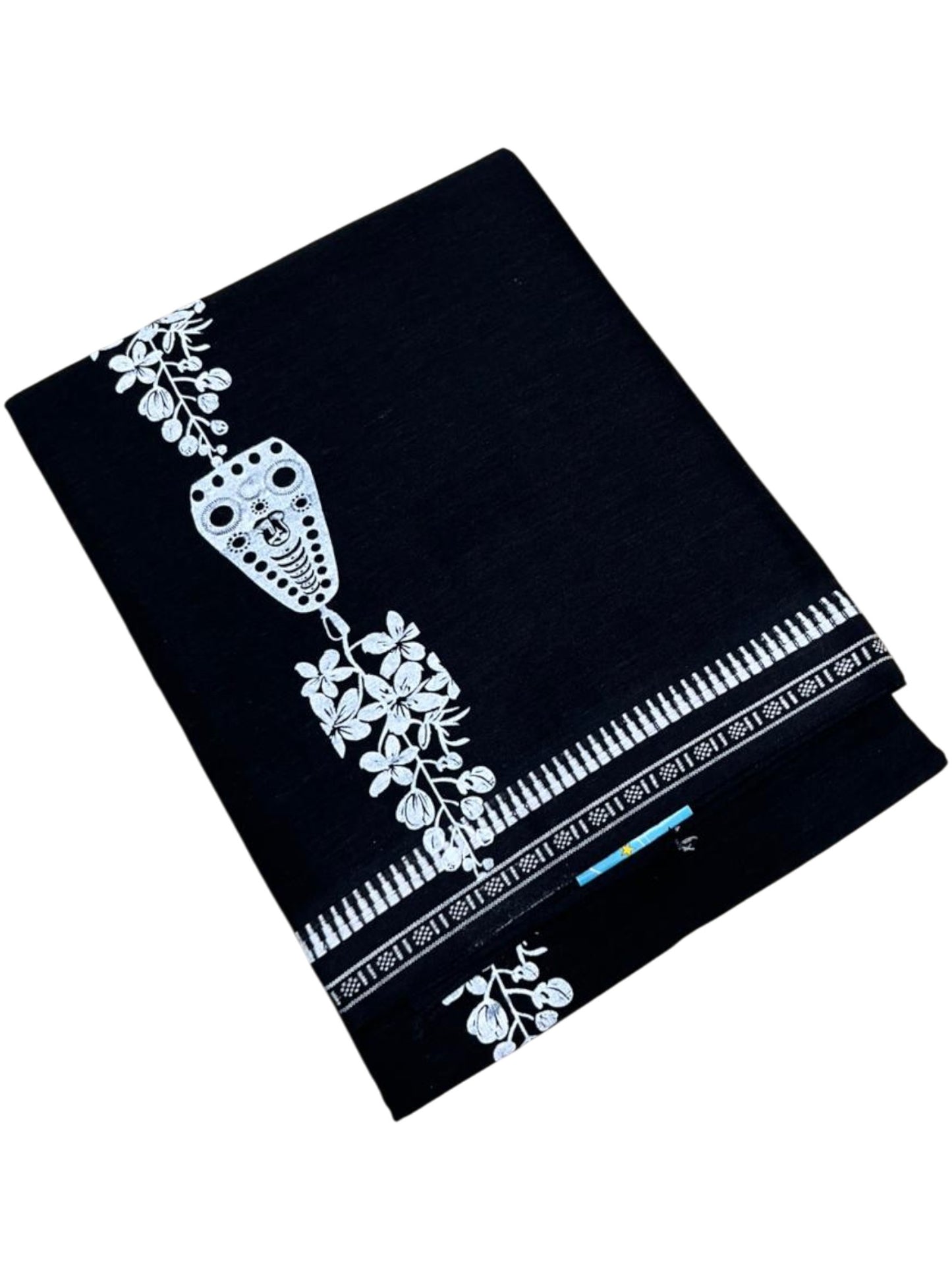 Southloom Black Printed Single Mundu / Otta Mundu / Lungi (South Indian Kerala Dhoti)
