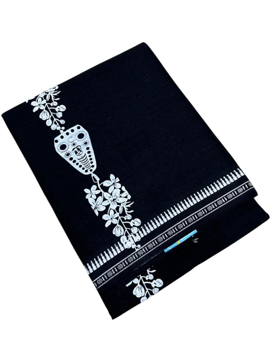 Southloom Black Printed Single Mundu / Otta Mundu / Lungi (South Indian Kerala Dhoti)