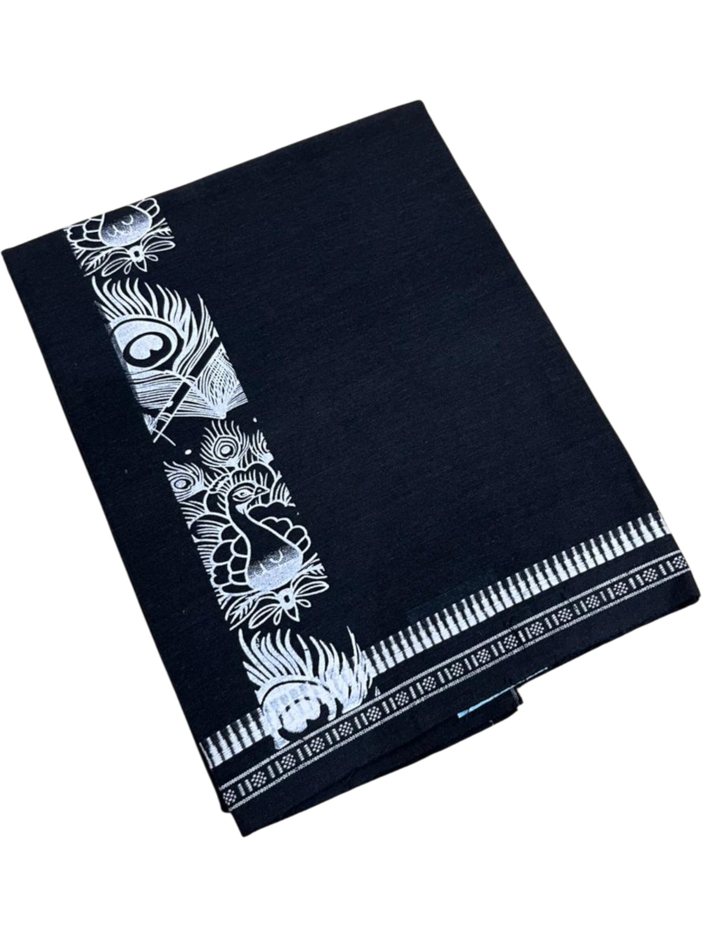 Southloom Black Printed Single Mundu / Otta Mundu / Lungi (South Indian Kerala Dhoti)