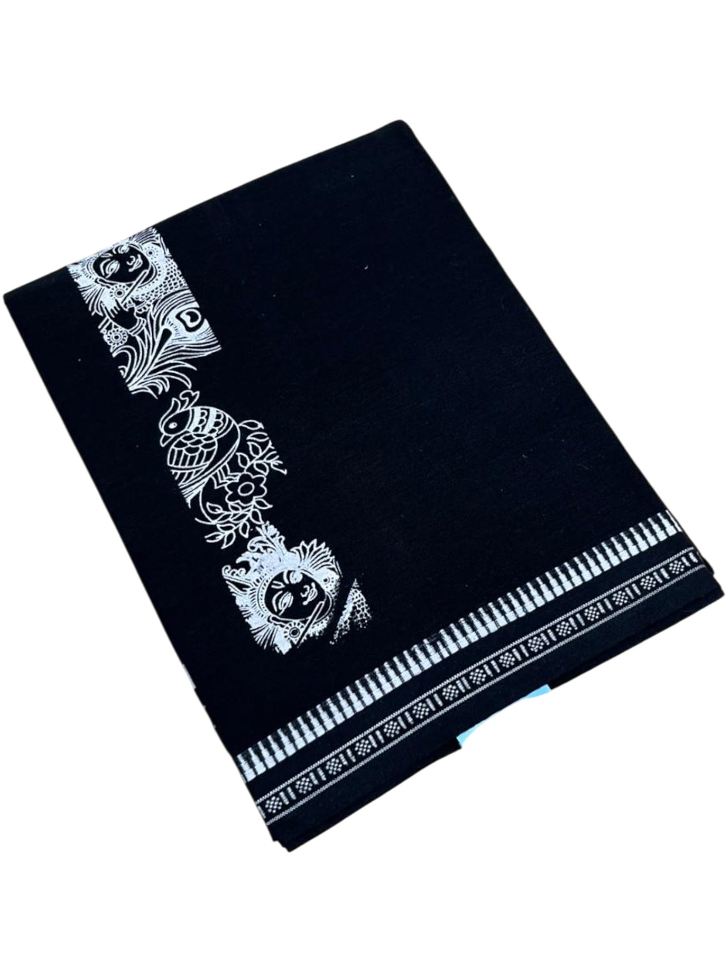Southloom Black Printed Single Mundu / Otta Mundu / Lungi (South Indian Kerala Dhoti)