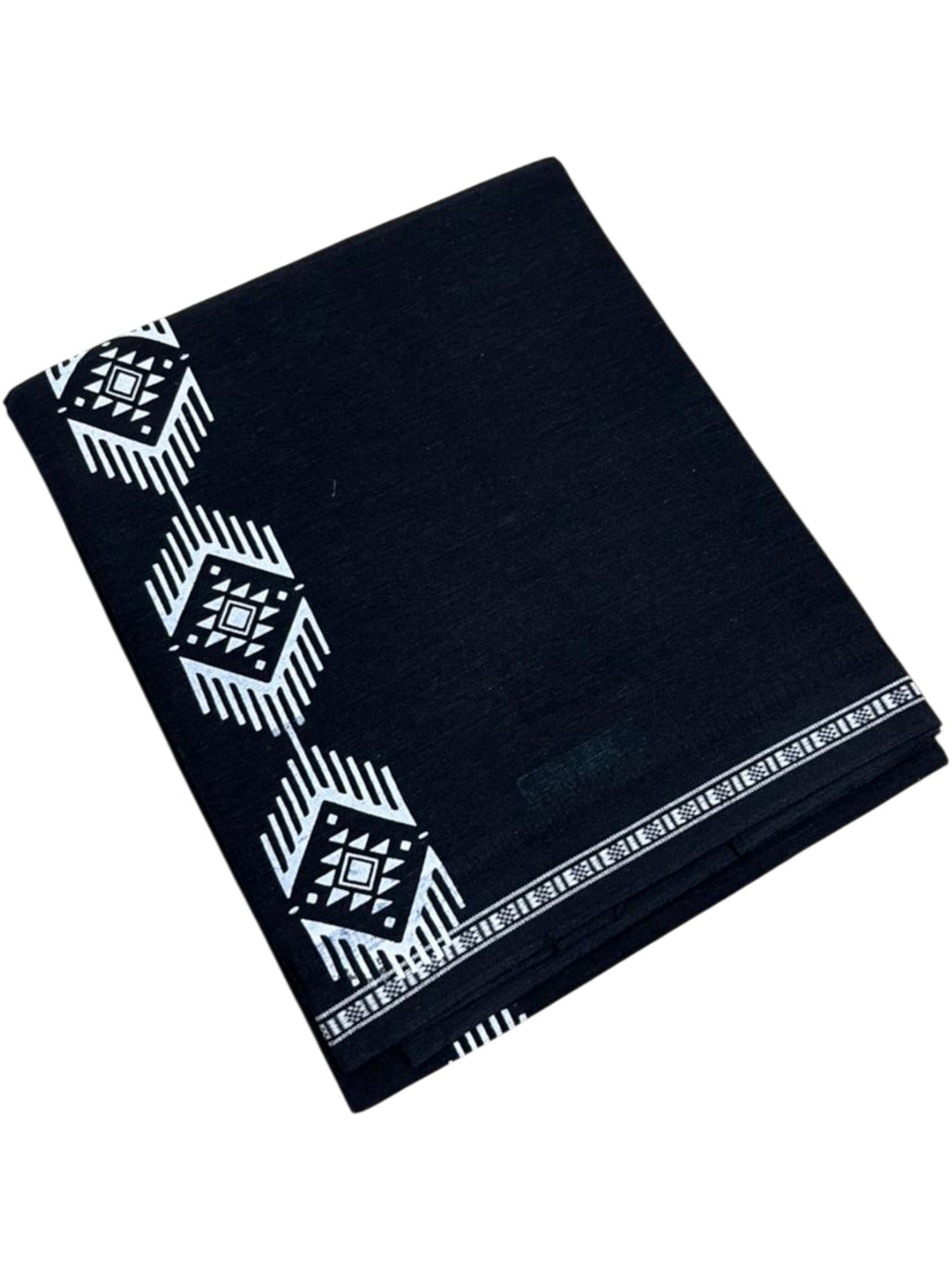 Southloom Black Printed Single Mundu / Otta Mundu / Lungi (South Indian Kerala Dhoti)