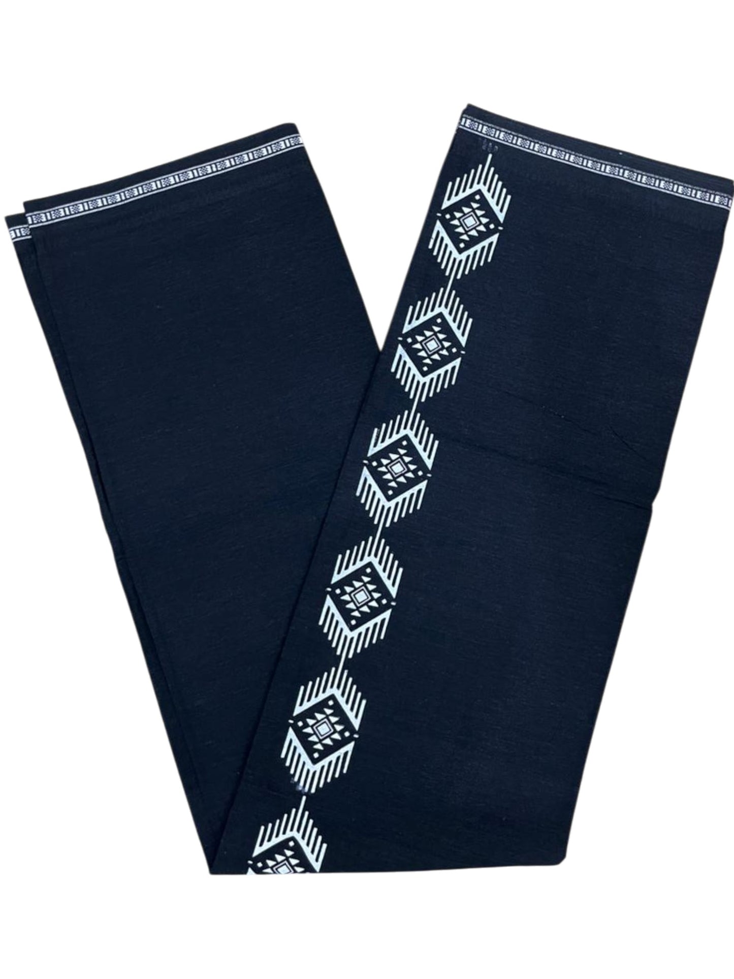 Southloom Black Printed Single Mundu / Otta Mundu / Lungi (South Indian Kerala Dhoti)