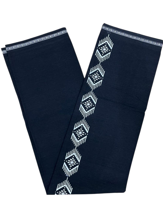 Southloom Black Printed Single Mundu / Otta Mundu / Lungi (South Indian Kerala Dhoti)