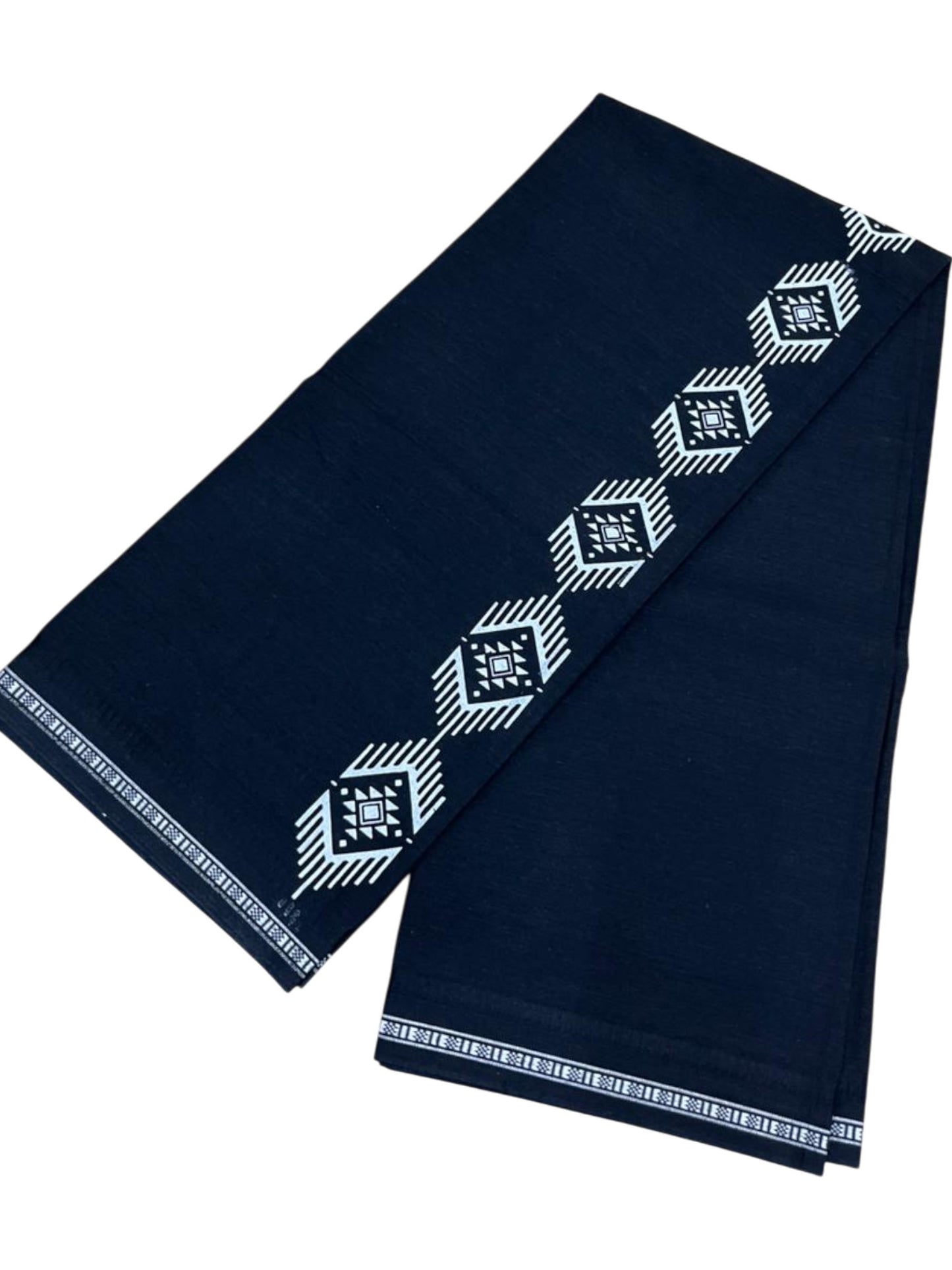 Southloom Black Printed Single Mundu / Otta Mundu / Lungi (South Indian Kerala Dhoti)