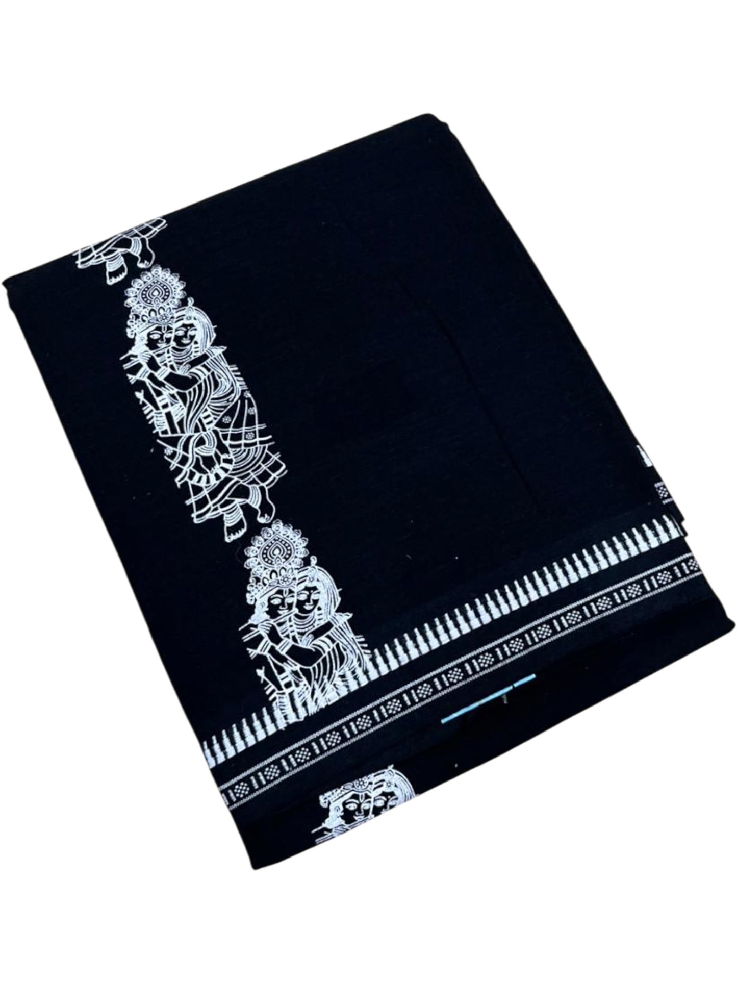 Southloom Black Printed Single Mundu / Otta Mundu / Lungi (South Indian Kerala Dhoti)