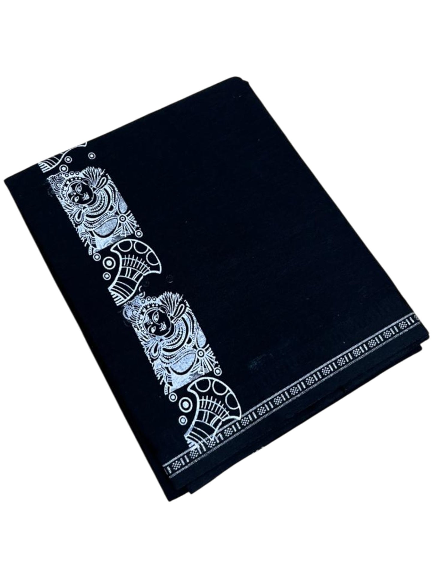 Southloom Black Printed Single Mundu / Otta Mundu / Lungi (South Indian Kerala Dhoti)