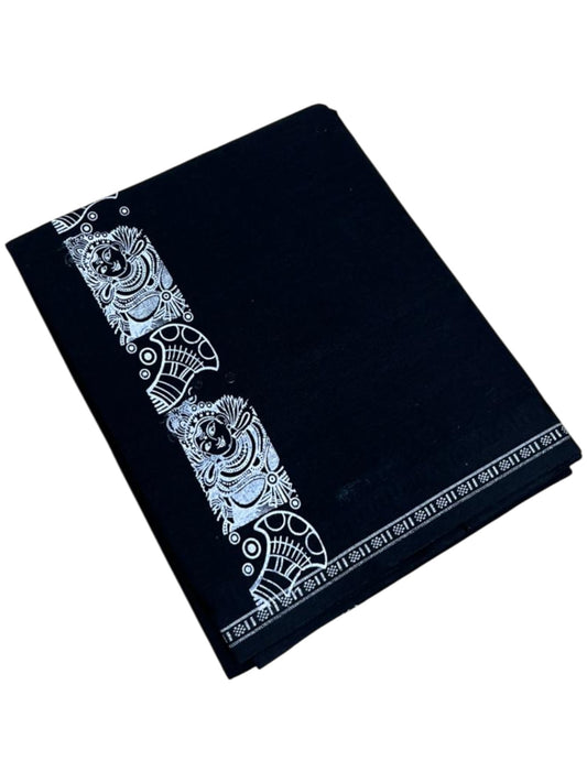 Southloom Black Printed Single Mundu / Otta Mundu / Lungi (South Indian Kerala Dhoti)