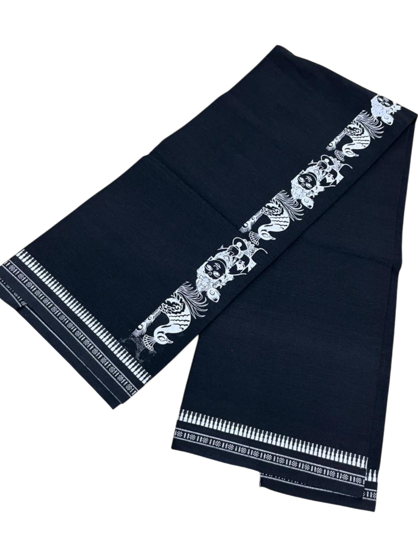 Southloom Black Printed Single Mundu / Otta Mundu / Lungi (South Indian Kerala Dhoti)