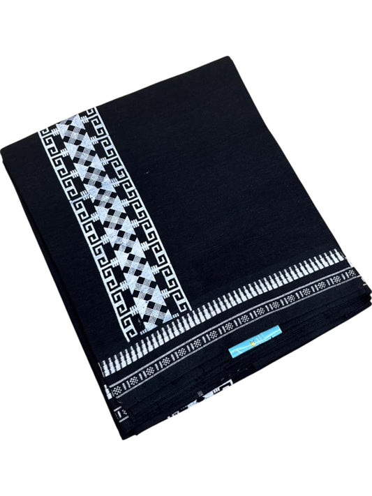 Southloom Black Printed Single Mundu / Otta Mundu / Lungi (South Indian Kerala Dhoti)