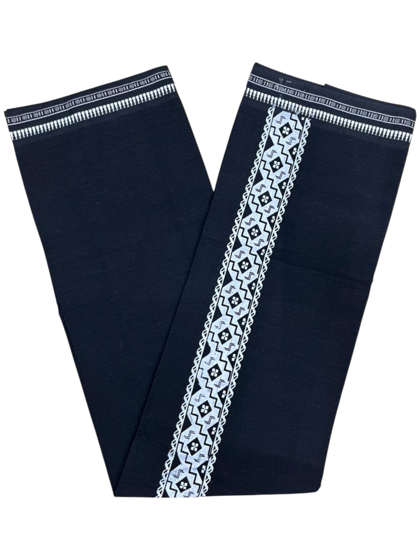 Southloom Black Printed Single Mundu / Otta Mundu / Lungi (South Indian Kerala Dhoti)