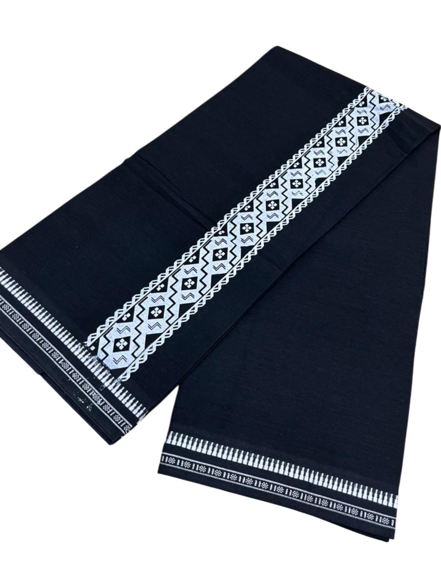 Southloom Black Printed Single Mundu / Otta Mundu / Lungi (South Indian Kerala Dhoti)