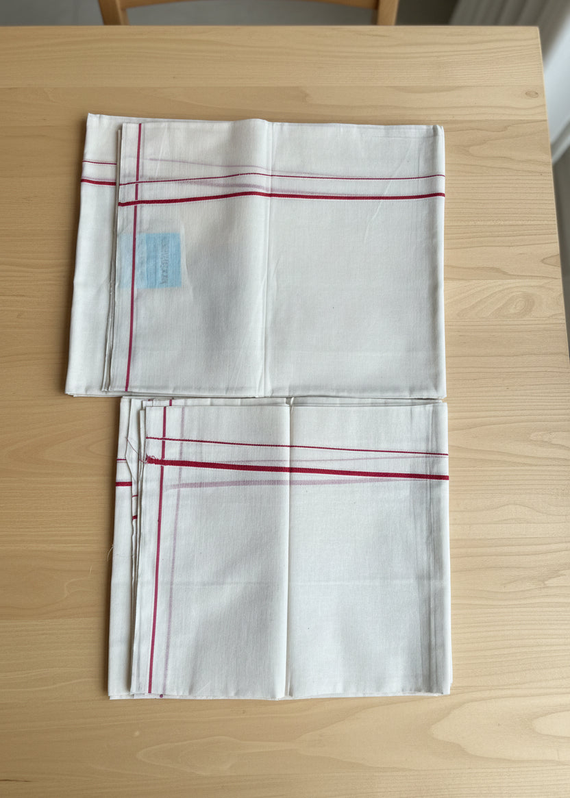 Southloom Cotton Set Mundu With Red Colour Eerkkil Kara (2.80 mtrs) SL415