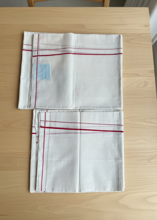 Southloom Cotton Set Mundu With Red Colour Eerkkil Kara (2.80 mtrs) SL415