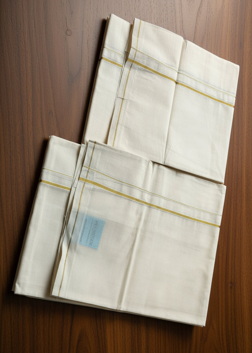 Southloom Cotton Set Mundu With Golden Eerkkil Kasavu (2.80 mtrs) SL416