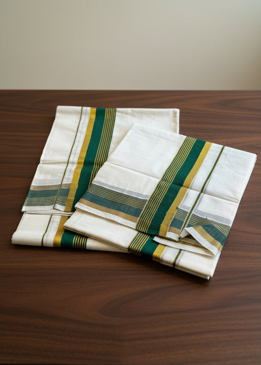 Kerala Cotton Kasavu With Kara Single Set Mundu (2.80 mtrs) SL414