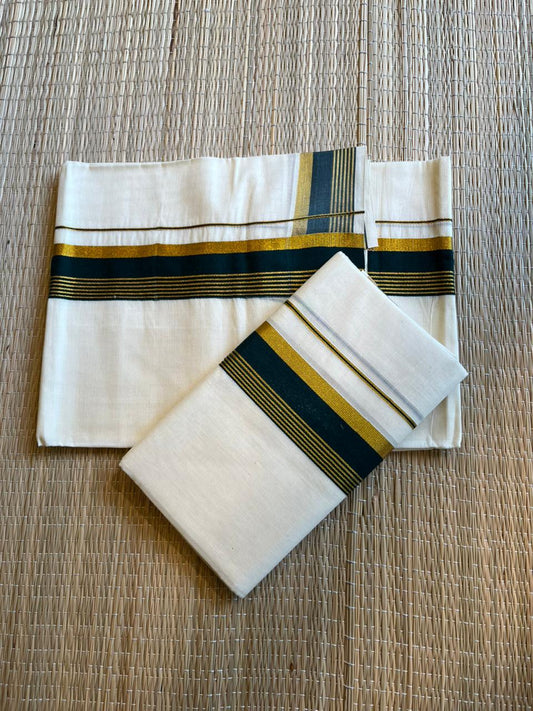 Kerala Cotton Kasavu With Kara Single Set Mundu (2.80 mtrs) SL414