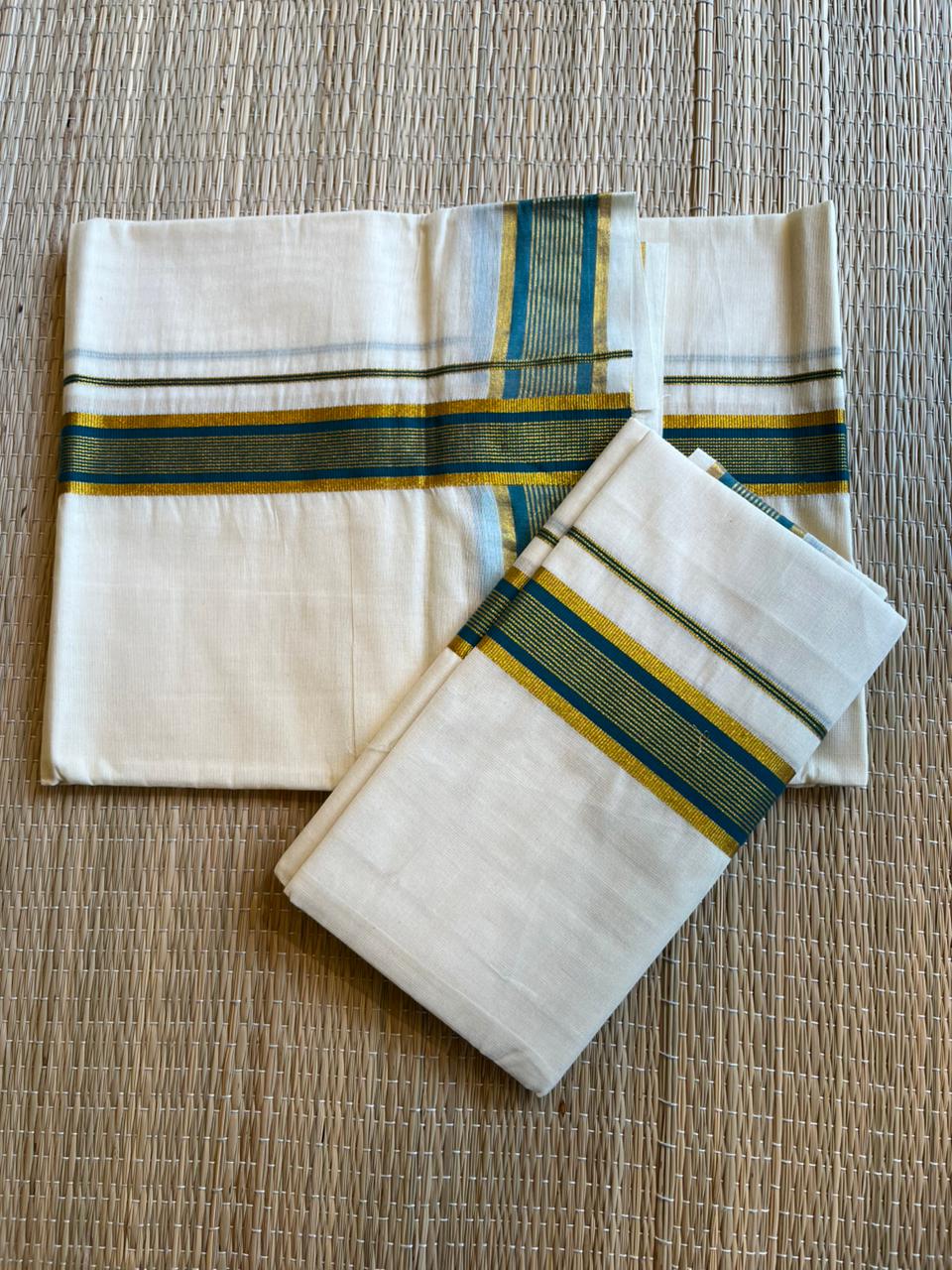 Kerala Cotton Kasavu With Kara Single Set Mundu (2.80 mtrs) SL418