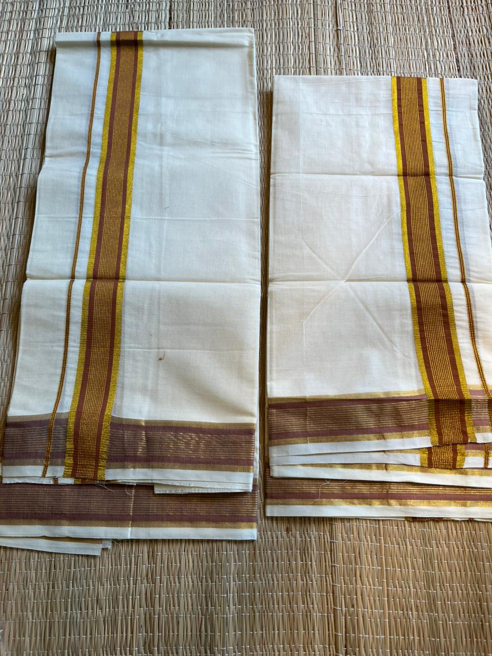 Kerala Cotton Kasavu With Kara Single Set Mundu (2.80 mtrs) SL418