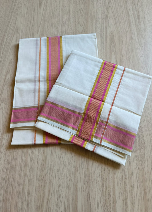 Kerala Cotton Kasavu With Kara Single Set Mundu (2.80 mtrs) SL418