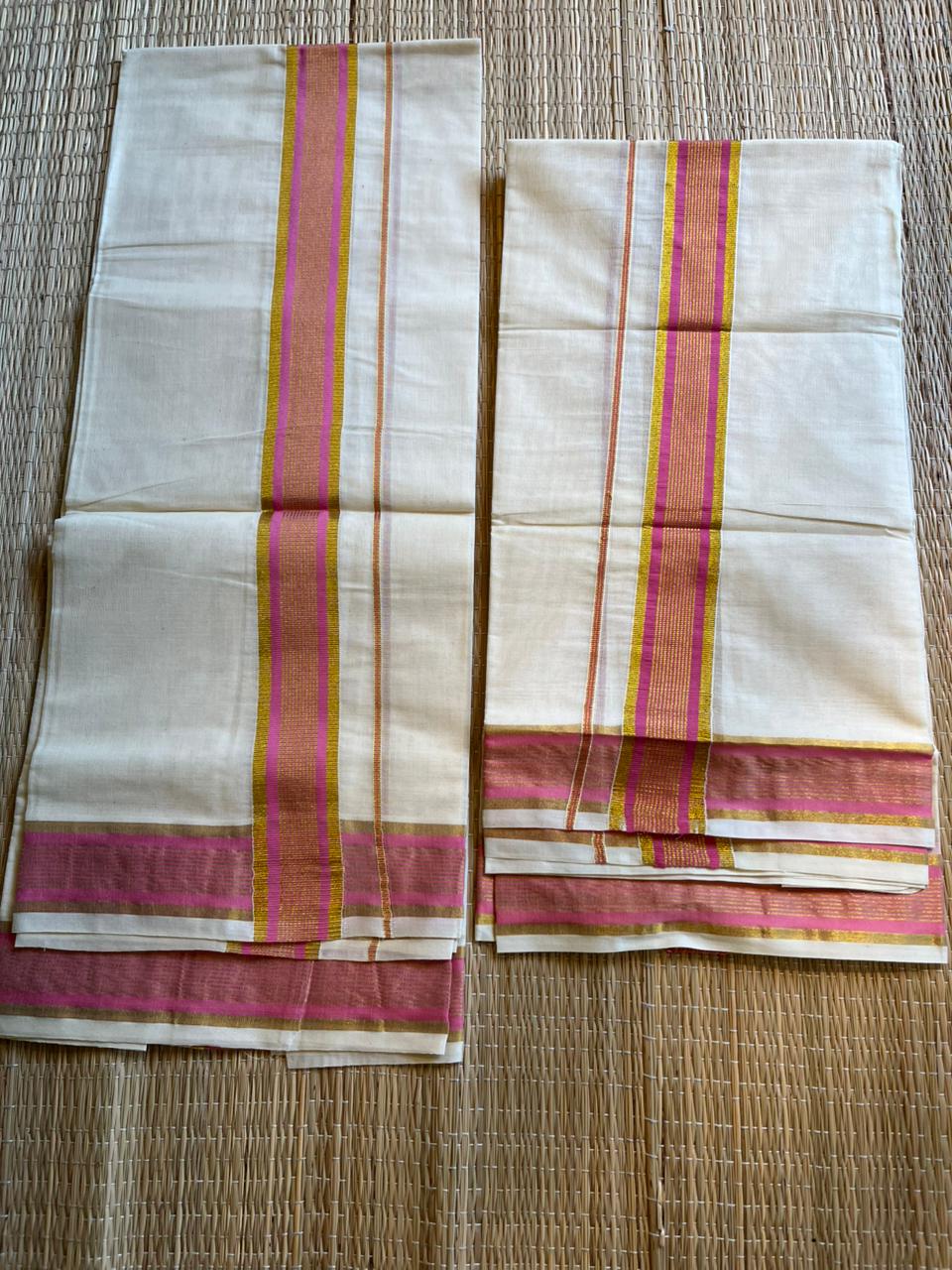 Kerala Cotton Kasavu With Kara Single Set Mundu (2.80 mtrs) SL418
