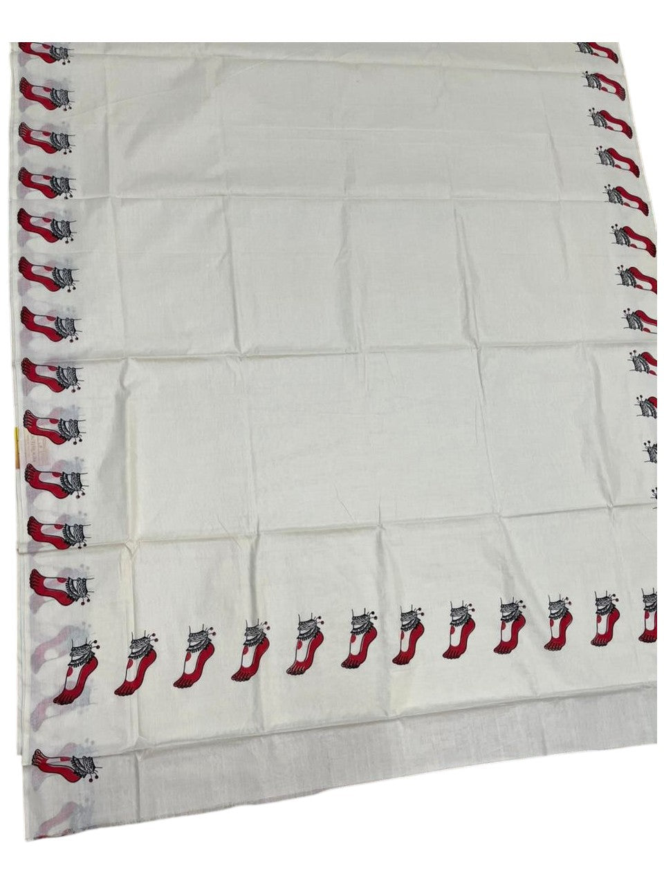 Southloom Cotton Kerala Kasavu Saree with Digital Print on Borders SL477