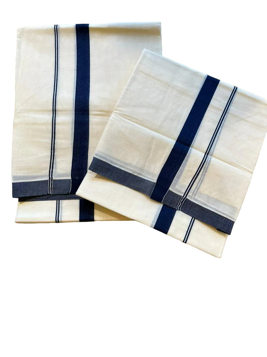 Kerala Cotton Navy Blue Kara Set Mundu 2.80 mtrs SL425