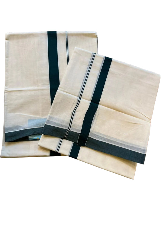 Kerala Cotton Green Kara Set Mundu 2.80 mtrs SL425