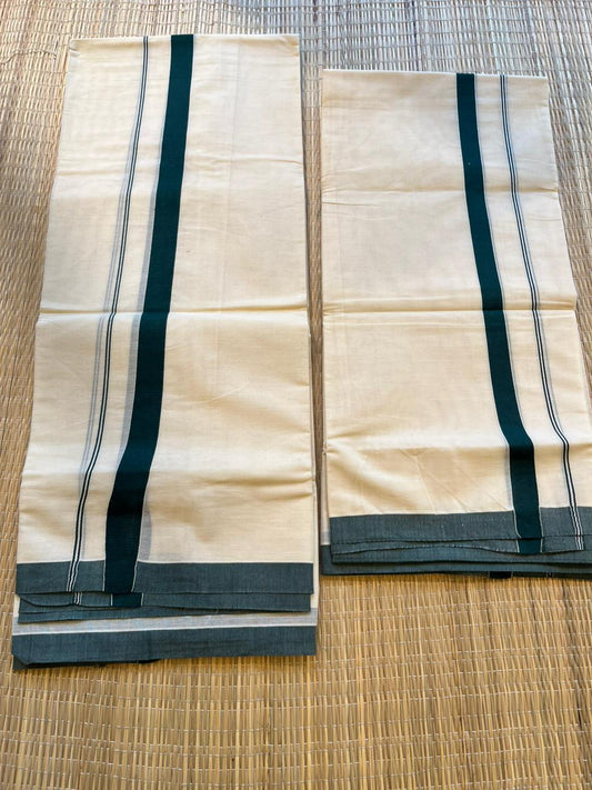 Kerala Cotton Green Kara Set Mundu 2.80 mtrs SL425
