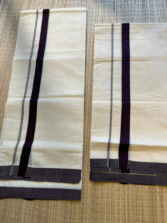 Kerala Cotton Pruple Kara Set Mundu 2.80 mtrs SL425