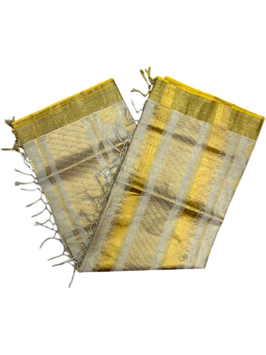 Southloom Tissue Kasavu Replica Saree with Woven Butta Works Across Body And (SL431)