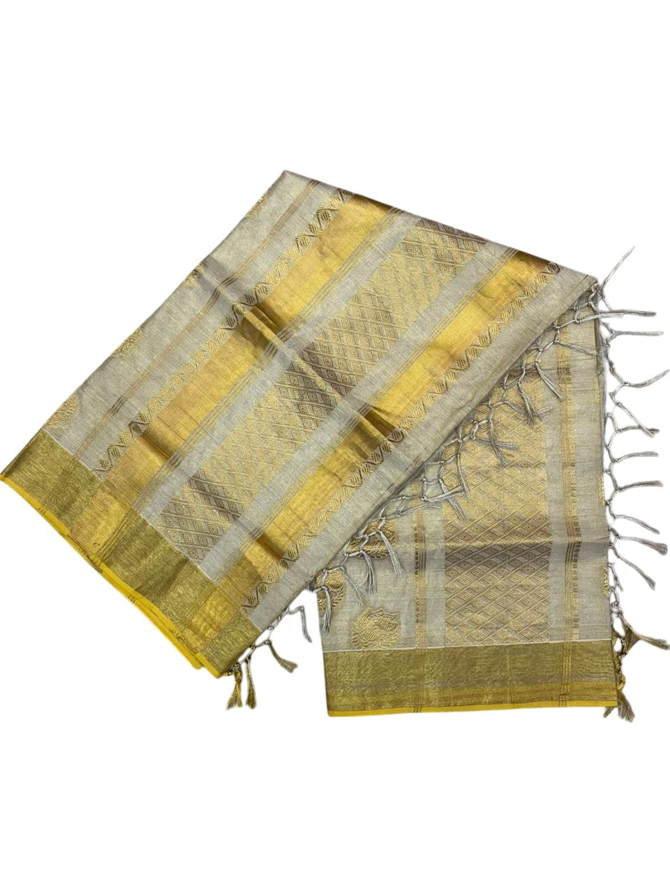 Southloom Tissue Kasavu Replica Saree with Woven Butta Works Across Body And (SL431)