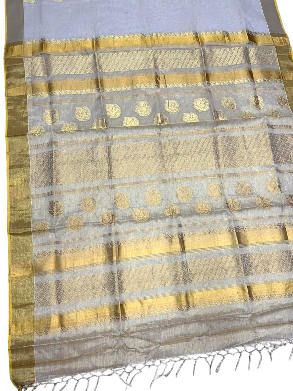 Southloom Tissue Kasavu Replica Saree with Woven Butta Works Across Body And (SL431)