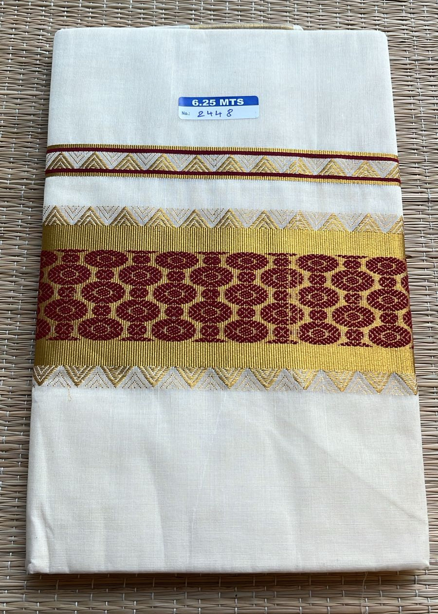 Southloom Kerala Cotton Saree (Maroon) SL452