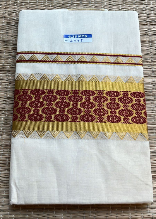 Southloom Kerala Cotton Saree (Maroon) SL452