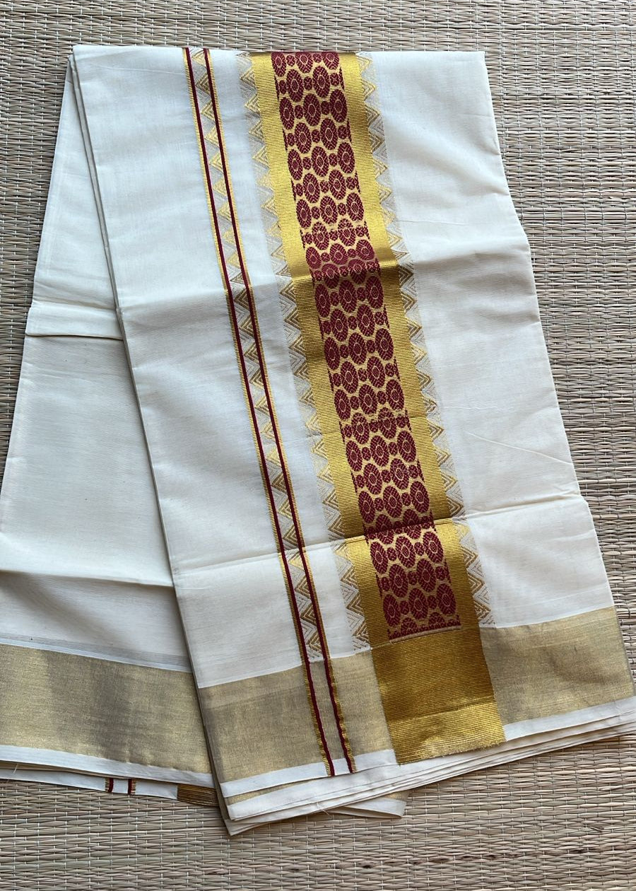Southloom Kerala Cotton Saree (Maroon) SL452