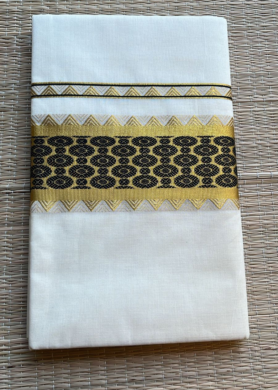 Southloom Kerala Cotton Saree (Black) SL452