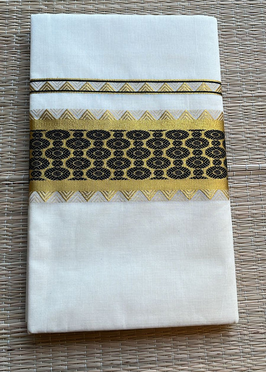 Southloom Kerala Cotton Saree (Black) SL452