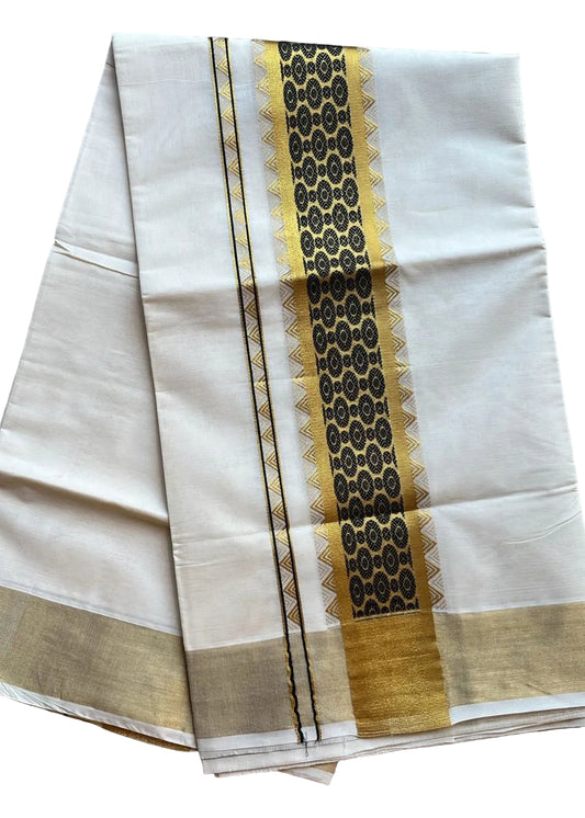 Southloom Kerala Cotton Saree (Black) SL452