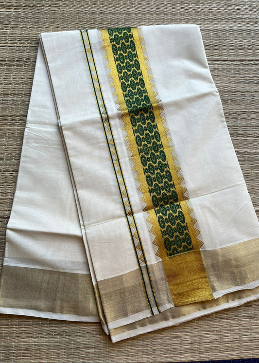 Southloom Kerala Cotton Saree (Green) SL452