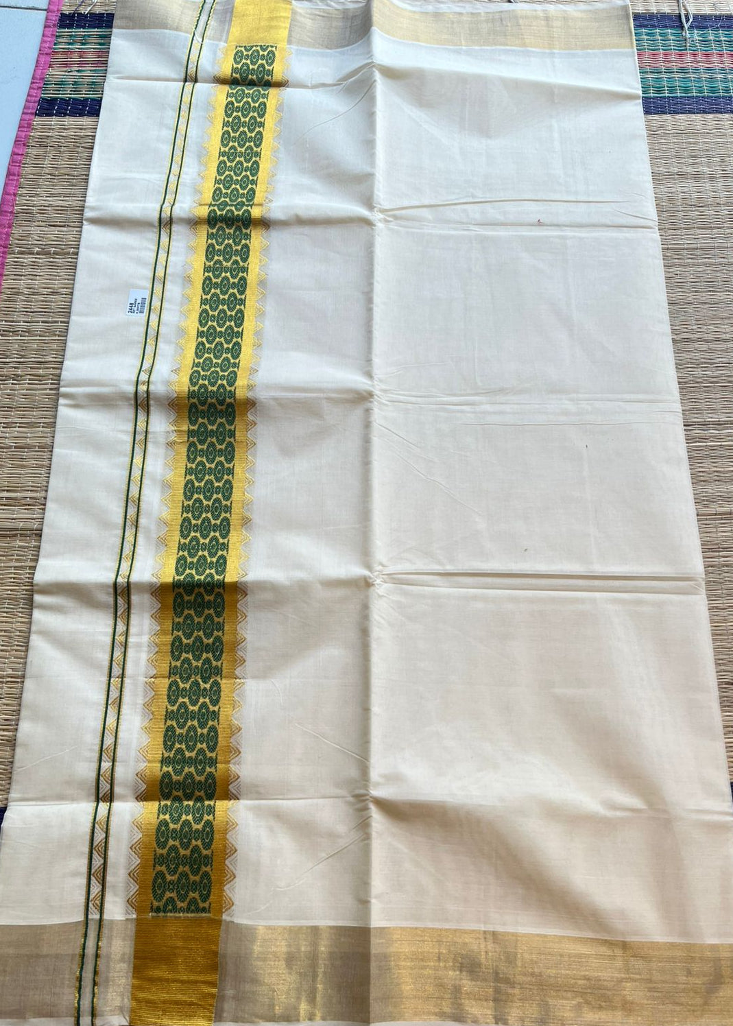 Southloom Kerala Cotton Saree (Green) SL452