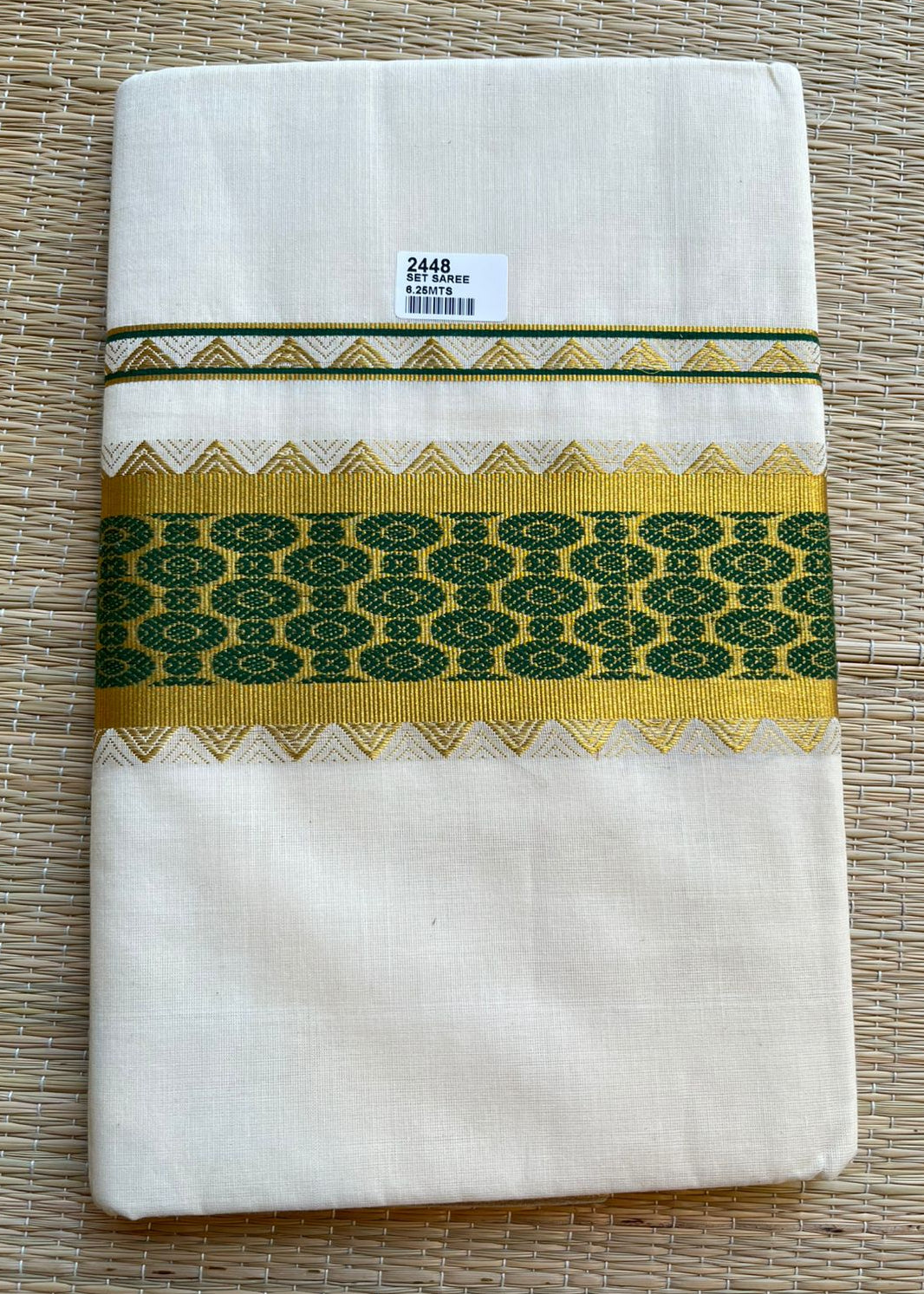 Southloom Kerala Cotton Saree (Green) SL452