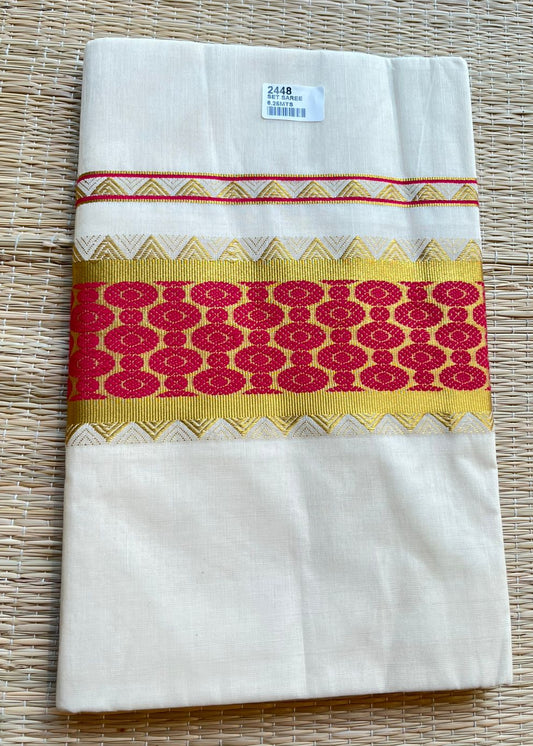 Southloom Kerala Cotton Saree (Rani Pink) SL452