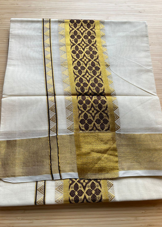 Southloom Kerala Cotton Saree (Brown) SL452