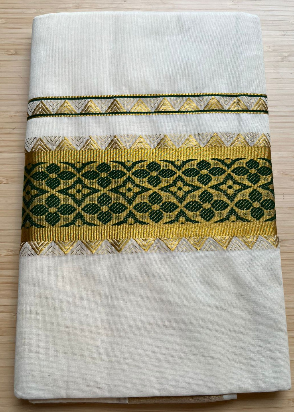 Southloom Kerala Cotton Saree (Green) SL452