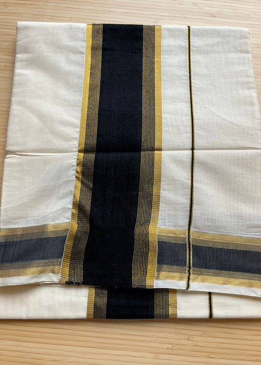 Southloom Kerala Cotton Saree (Black) SL459