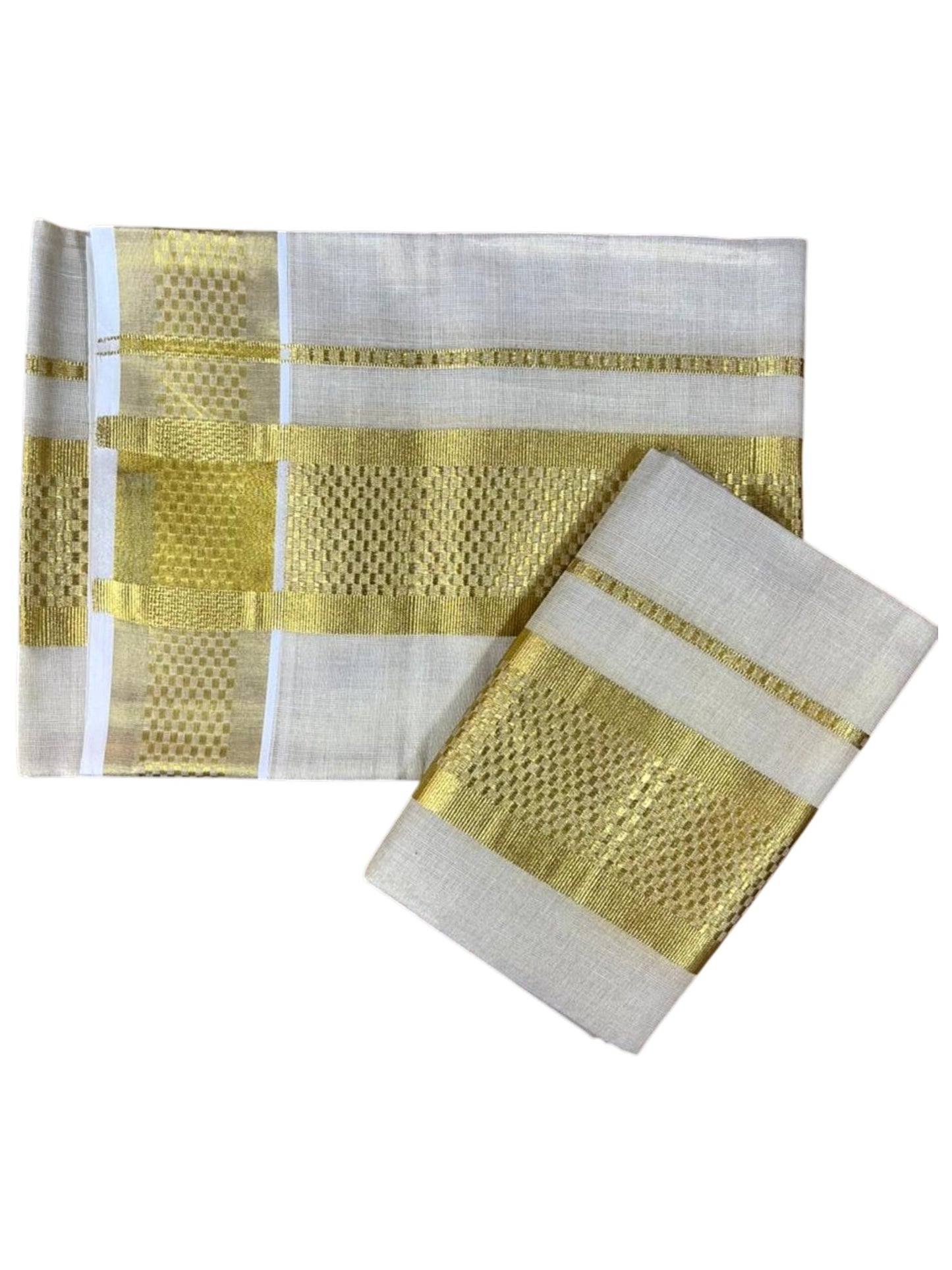 Southloom Kerala Tissue Single Set Mundu (Mundum Neriyathum) with Paa Neythu Border in 2.80 Mtrs SL464