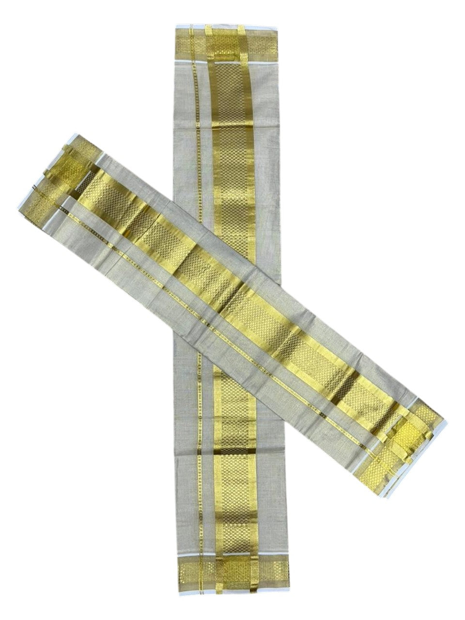 Southloom Kerala Tissue Single Set Mundu (Mundum Neriyathum) with Paa Neythu Border in 2.80 Mtrs SL464