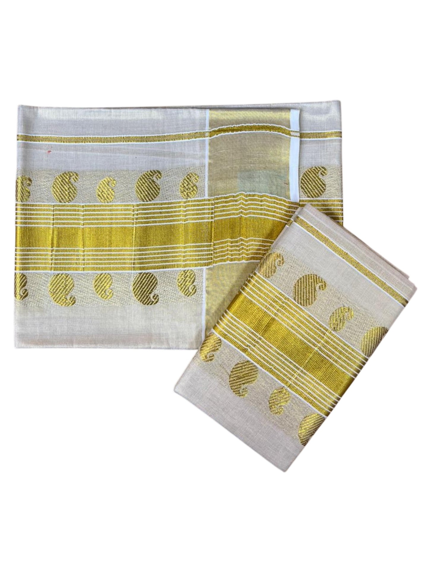 Southloom Kerala Tissue Single Set Mundu (Mundum Neriyathum) with Manga Design in 2.80 Mtrs SL464